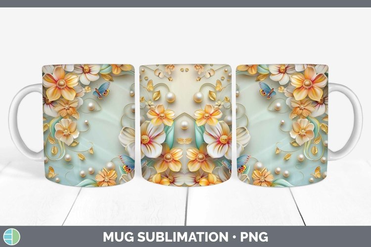 Enchanted Flowers 3D Freesia Mug Wrap Sublimation Coffee Cup
