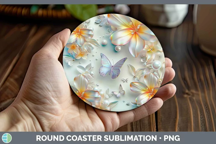 Enchanted Flowers 3D Freesia Round Coaster Sublimation Coast