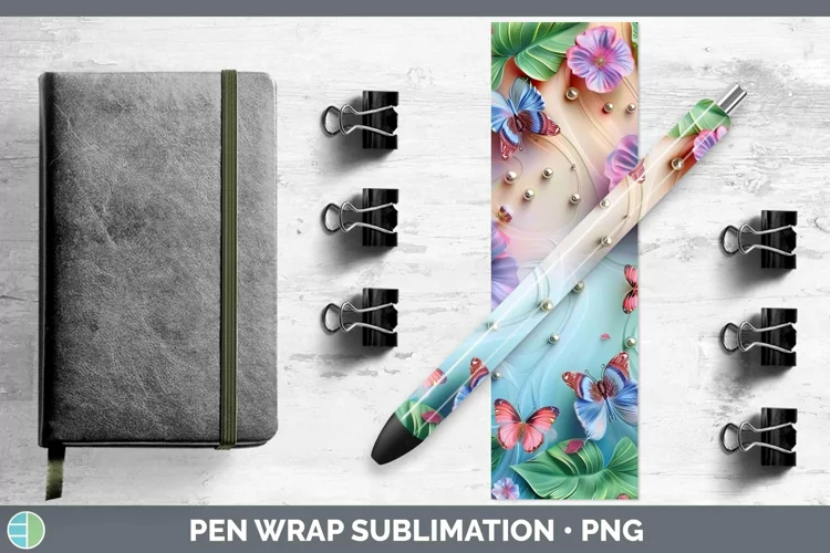 Enchanted Flowers 3D Geranium Pen Wrap Sublimation Epoxy Pen