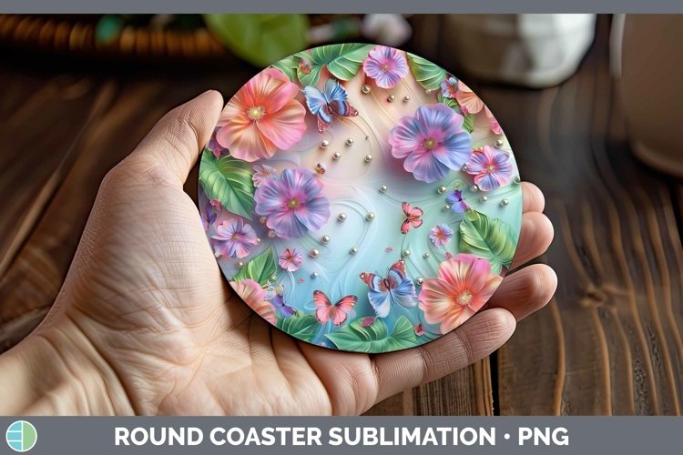 GorgeousEnchanted Flowers 3D Round Coaster design.