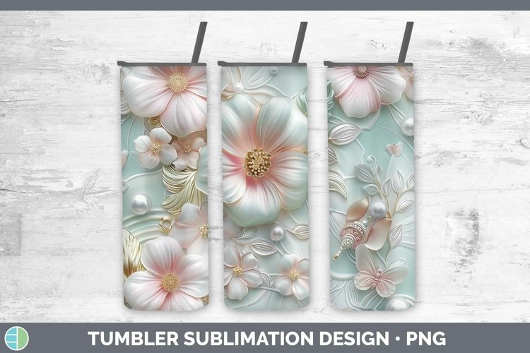 Enchanted Flowers 3D Geranium Tumbler Sublimation 20 oz Skin