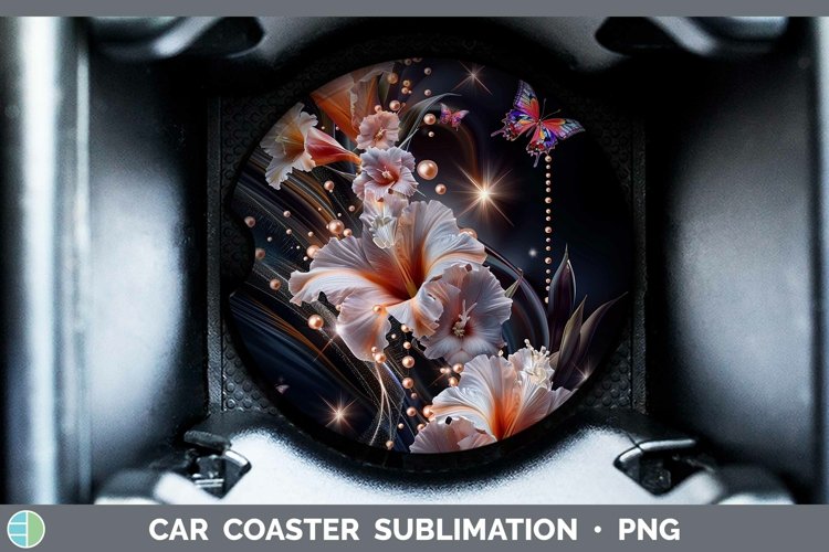 GorgeousEnchanted Flowers 3D Car Coaster design.