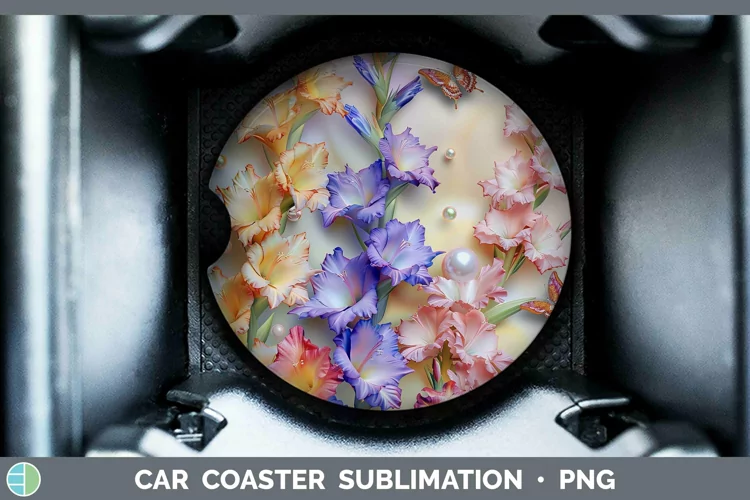 Enchanted Flowers 3D Gladiolus Car Coaster Sublimation Coast