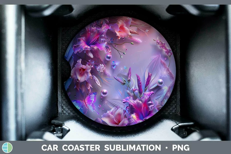 Enchanted Flowers 3D Gladiolus Car Coaster Sublimation Coast
