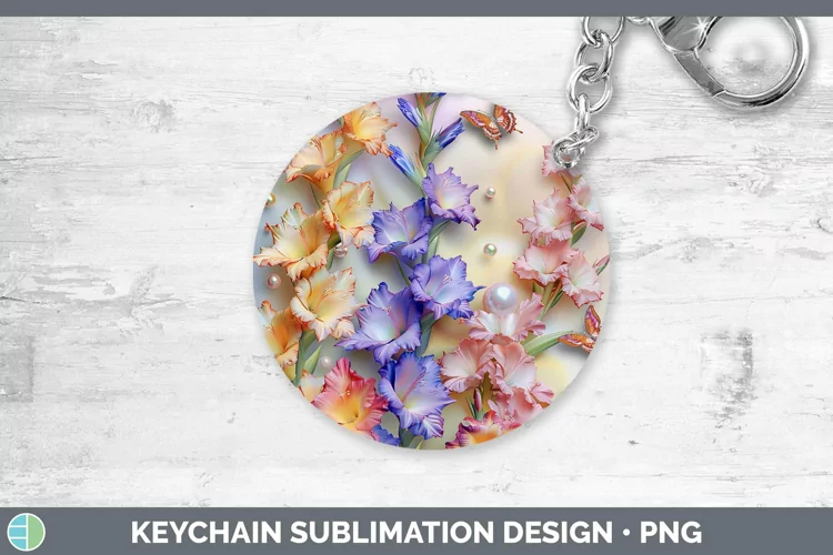 Enchanted Flowers 3D Gladiolus Keychain Sublimation Keyring