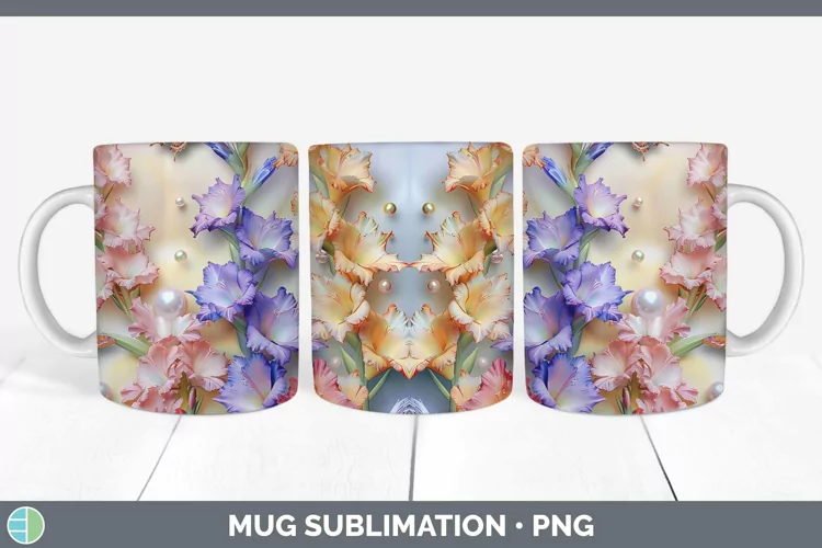 Enchanted Flowers 3D Gladiolus Mug Wrap Sublimation Coffee C