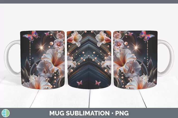 Enchanted Flowers 3D Gladiolus Mug Wrap Sublimation Coffee C
