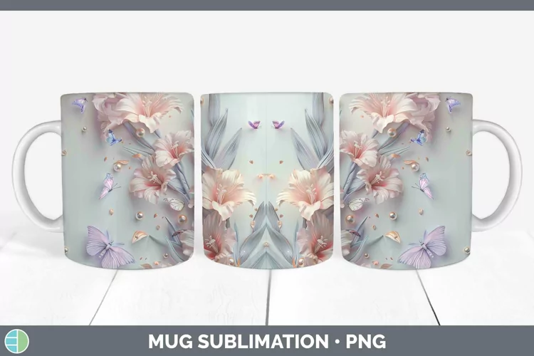 Enchanted Flowers 3D Gladiolus Mug Wrap Sublimation Coffee C