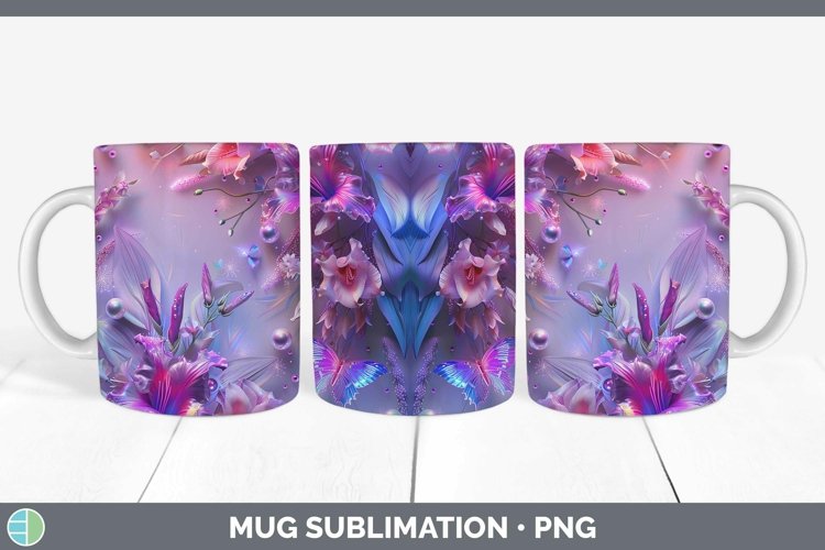 Enchanted Flowers 3D Gladiolus Mug Wrap Sublimation Coffee C