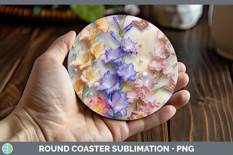 Enchanted Flowers 3D Gladiolus Round Coaster Sublimation Coa