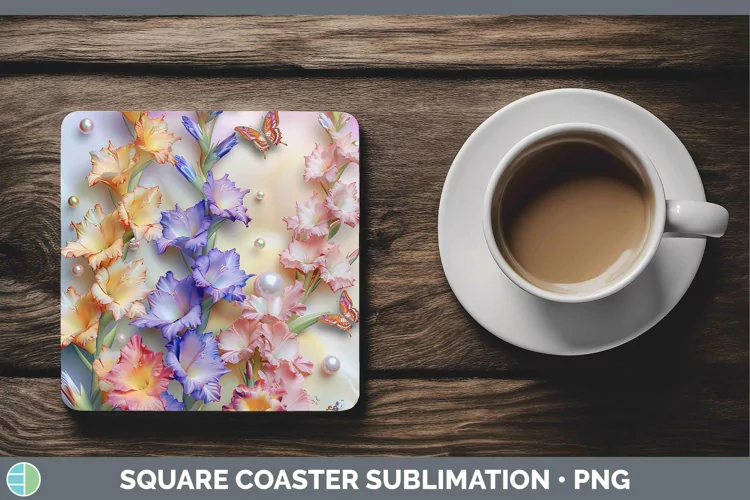 Enchanted Flowers 3D Gladiolus Square Coaster Sublimation Co