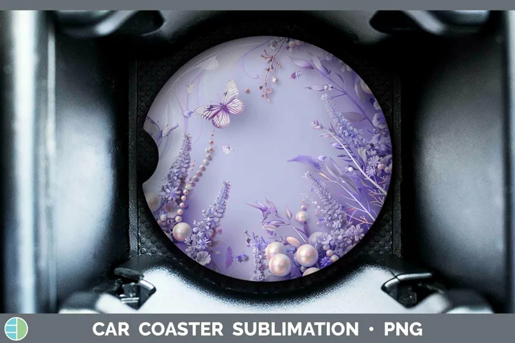 Enchanted Flowers 3D Lavender Car Coaster Sublimation Coaste