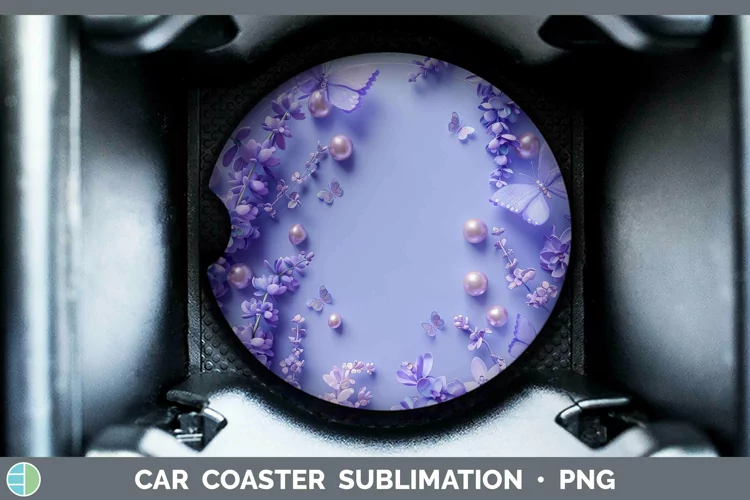 Enchanted Flowers 3D Lavender Car Coaster Sublimation Coaste