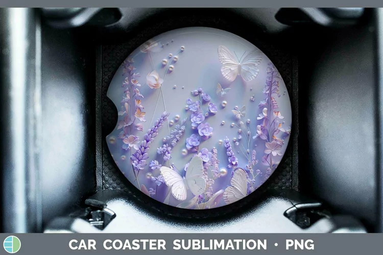 Enchanted Flowers 3D Lavender Car Coaster Sublimation Coaste