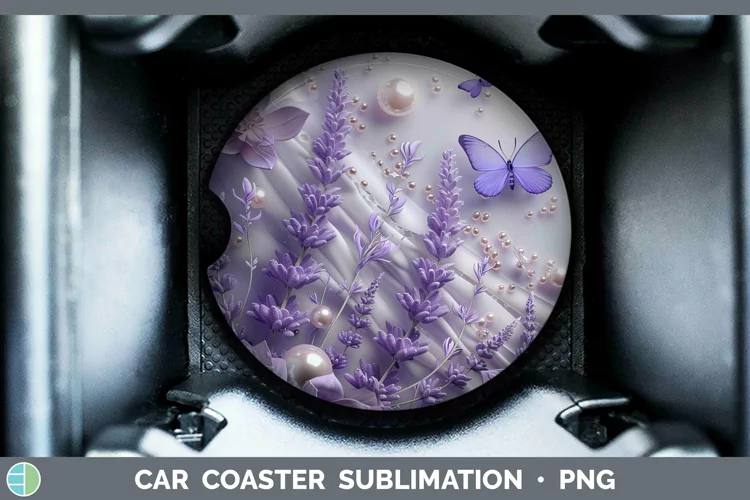 Enchanted Flowers 3D Lavender Car Coaster Sublimation Coaste