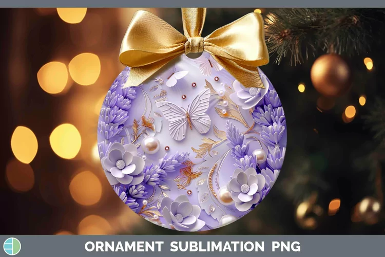 Enchanted Flowers 3D Lavender Ornament Sublimation Bauble De