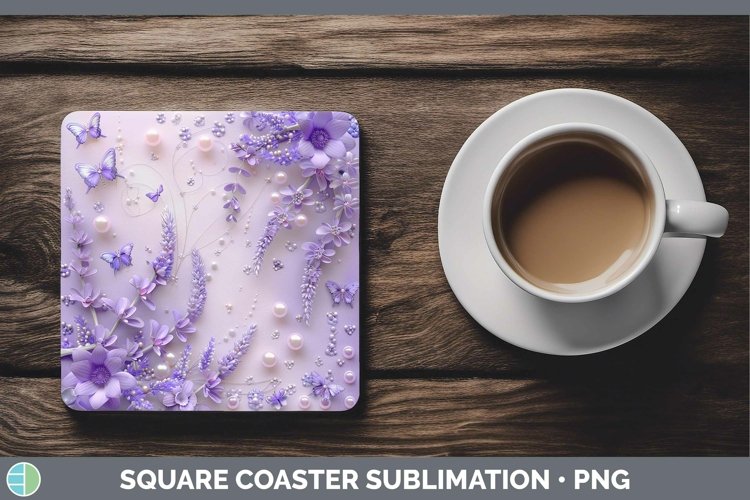 GorgeousEnchanted Flowers 3D Square Coaster design.