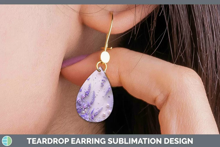 Enchanted Flowers 3D Lavender Teardrop Earrings Sublimation