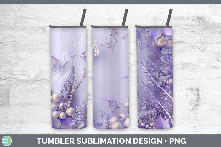 Enchanted Flowers 3D Lavender Tumbler Sublimation 20 oz Skin