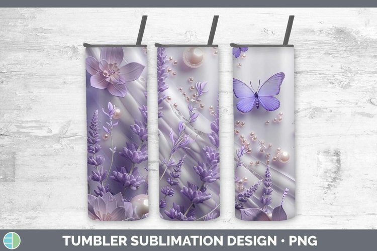 Enchanted Flowers 3D Lavender Tumbler Sublimation 20 oz Skin