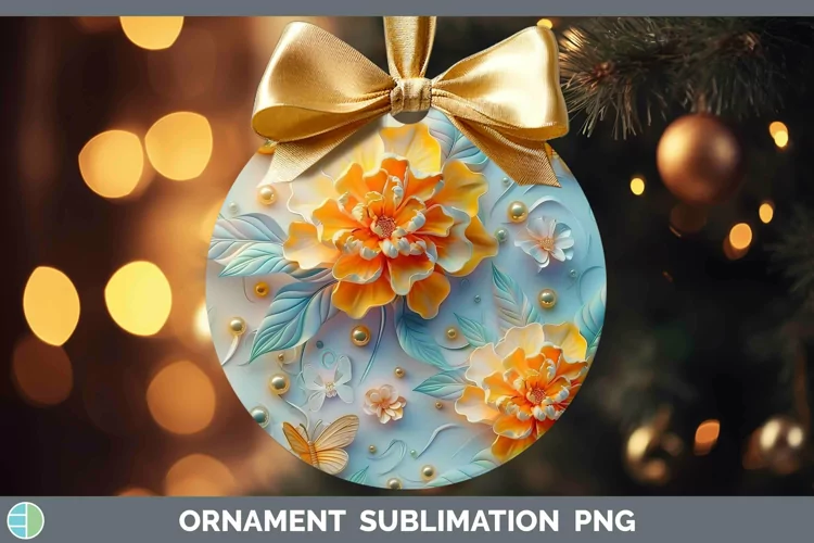 Enchanted Flowers 3D Marigold Ornament Sublimation Bauble De