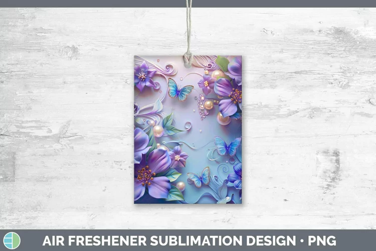 Enchanted Flowers 3D Periwinkle Air Freshener Sublimation Ca