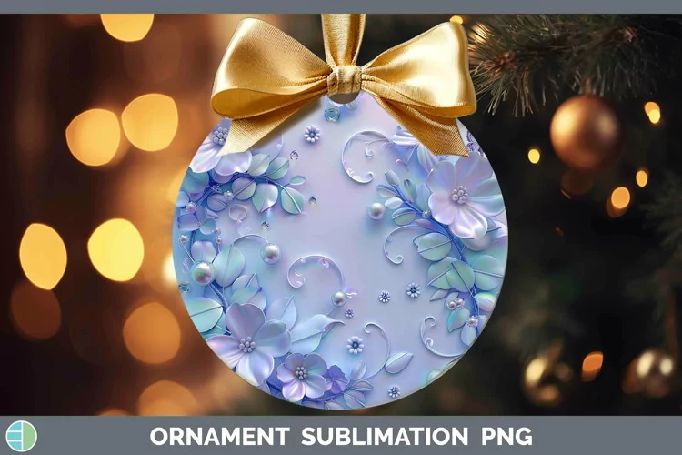 Enchanted Flowers 3D Periwinkle Ornament Sublimation Bauble