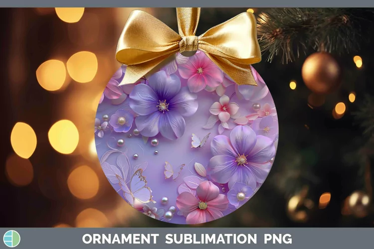 Enchanted Flowers 3D Periwinkle Ornament Sublimation Bauble
