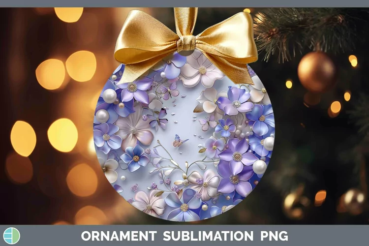 Enchanted Flowers 3D Periwinkle Ornament Sublimation Bauble