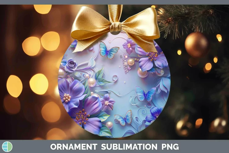 Enchanted Flowers 3D Periwinkle Ornament Sublimation Bauble