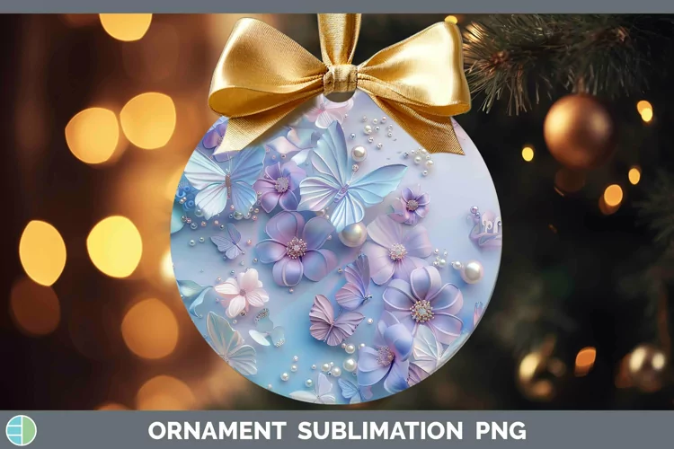 Enchanted Flowers 3D Periwinkle Ornament Sublimation Bauble