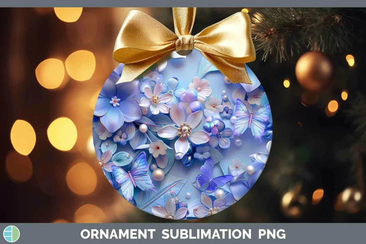 Enchanted Flowers 3D Periwinkle Ornament Sublimation Bauble