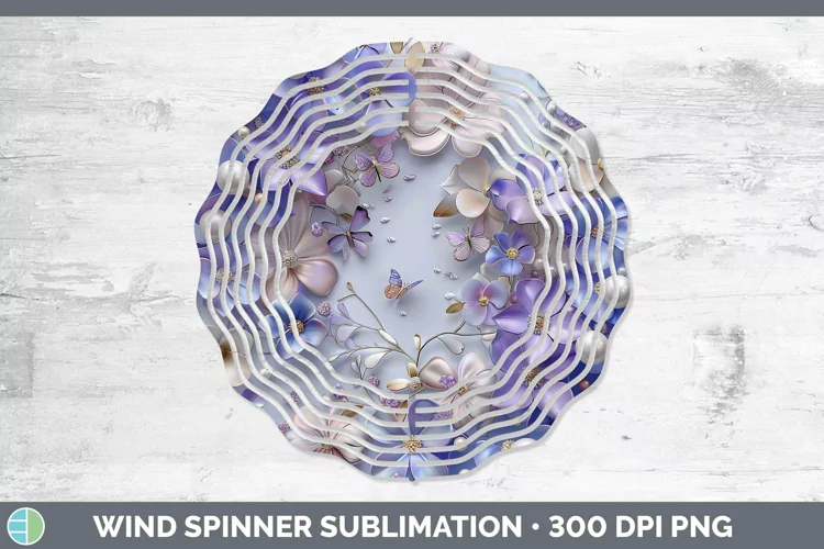 Enchanted Flowers 3D Periwinkle Wind Spinner Sublimation Spi