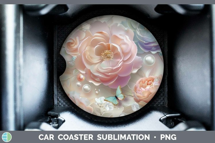 GorgeousEnchanted Flowers 3D Car Coaster design.