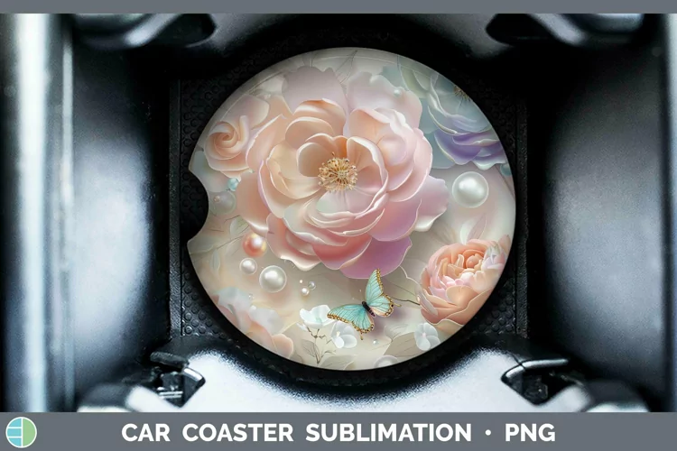 Enchanted Flowers 3D Ranunculus Car Coaster Sublimation Coas