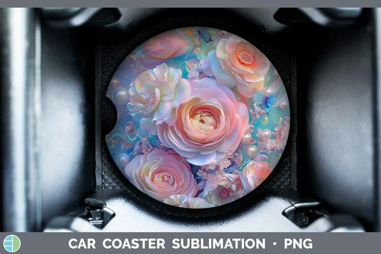 GorgeousEnchanted Flowers 3D Car Coaster design.