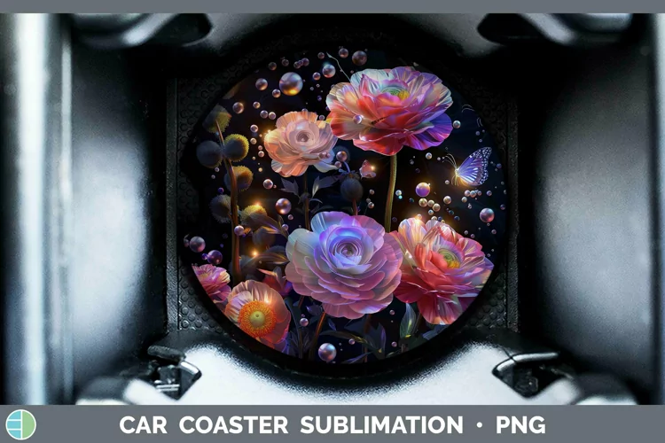 Enchanted Flowers 3D Ranunculus Car Coaster Sublimation Coas