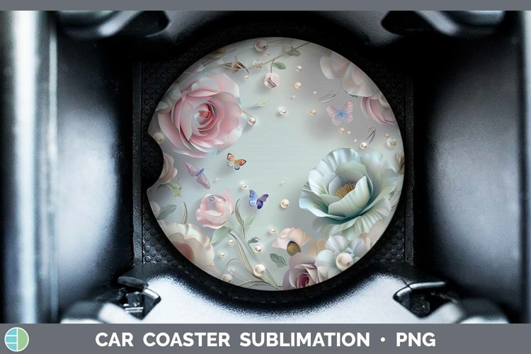 Enchanted Flowers 3D Ranunculus Car Coaster Sublimation Coas