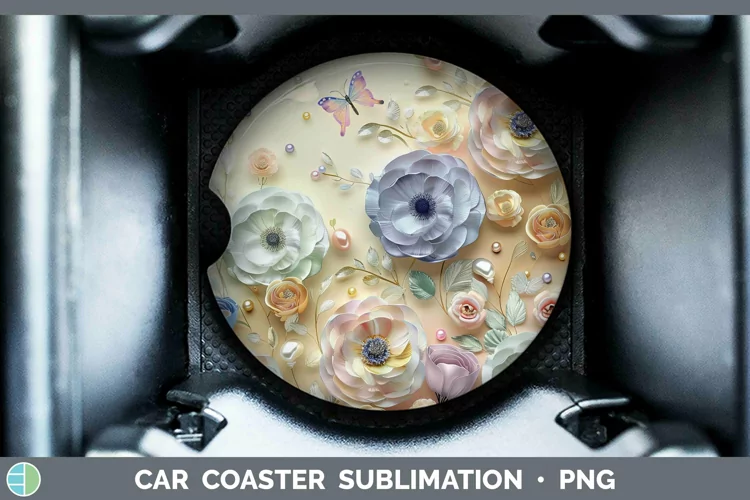 Enchanted Flowers 3D Ranunculus Car Coaster Sublimation Coas