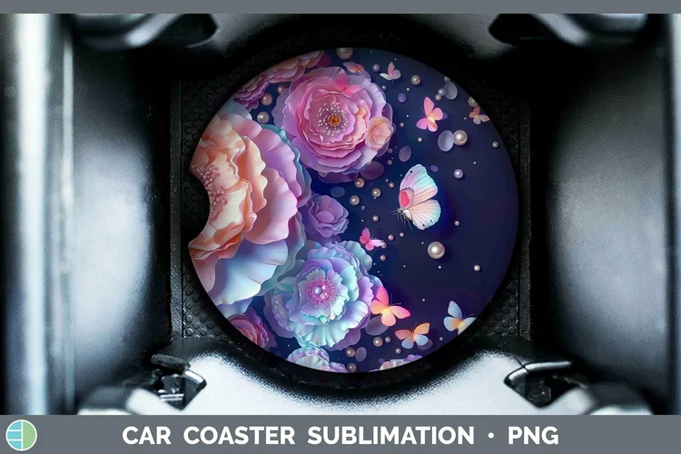 Enchanted Flowers 3D Ranunculus Car Coaster Sublimation Coas