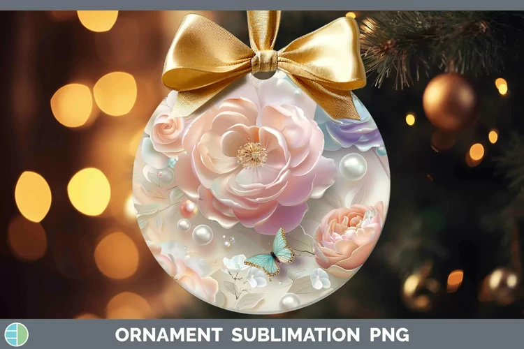 Enchanted Flowers 3D Ranunculus Ornament Sublimation Bauble