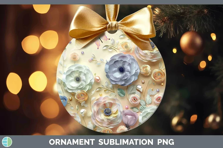Enchanted Flowers 3D Ranunculus Ornament Sublimation Bauble