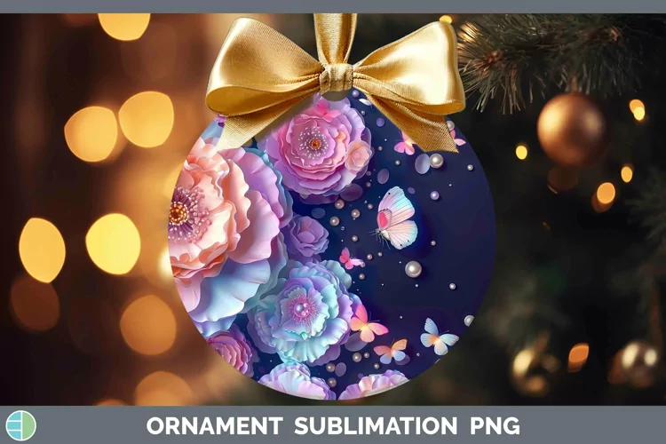 Enchanted Flowers 3D Ranunculus Ornament Sublimation Bauble
