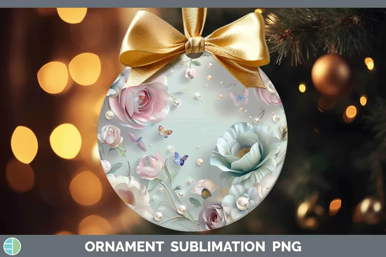 Enchanted Flowers 3D Ranunculus Ornament Sublimation Bauble