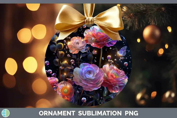Enchanted Flowers 3D Ranunculus Ornament Sublimation Bauble