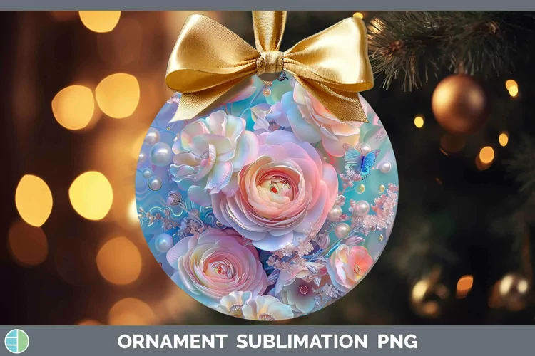 Enchanted Flowers 3D Ranunculus Ornament Sublimation Bauble