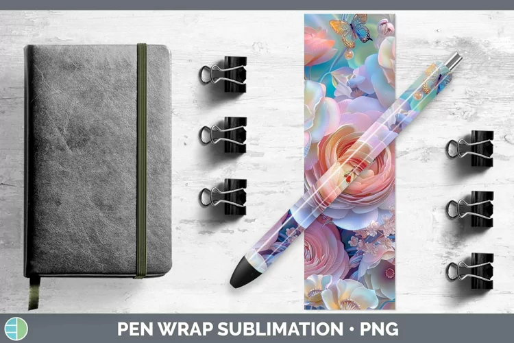 Enchanted Flowers 3D Ranunculus Pen Wrap Sublimation Epoxy P