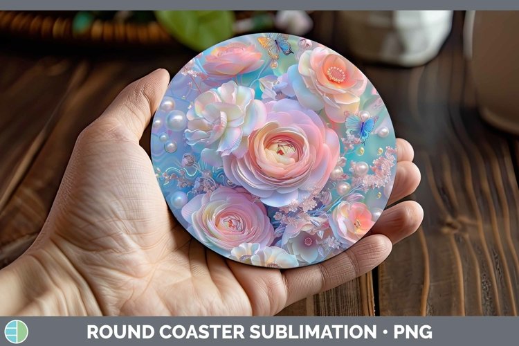 GorgeousEnchanted Flowers 3D Round Coaster design.