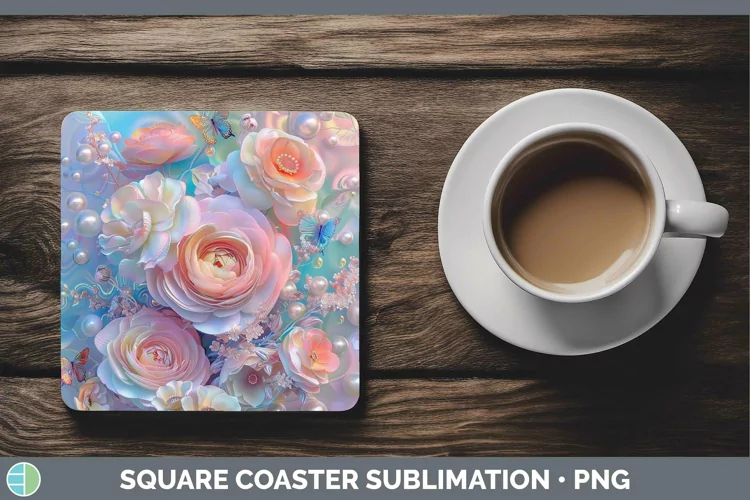 Enchanted Flowers 3D Ranunculus Square Coaster Sublimation C
