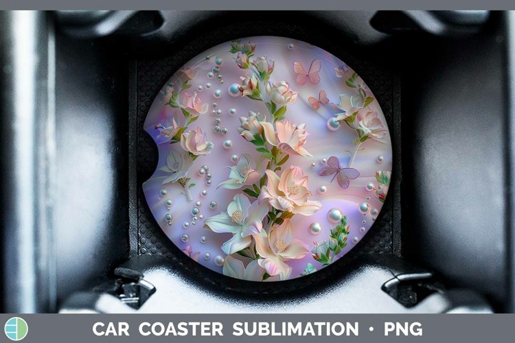 GorgeousEnchanted Flowers 3D Car Coaster design.